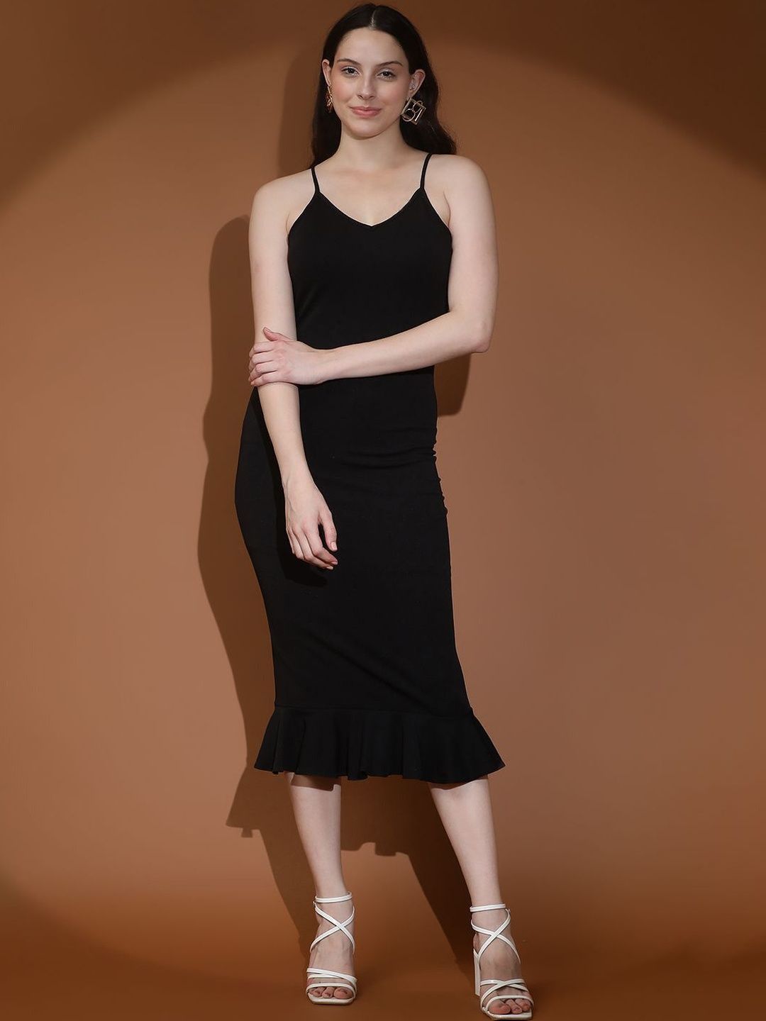 Stylecast X Kotty Ruffled Bodycon Midi Dress