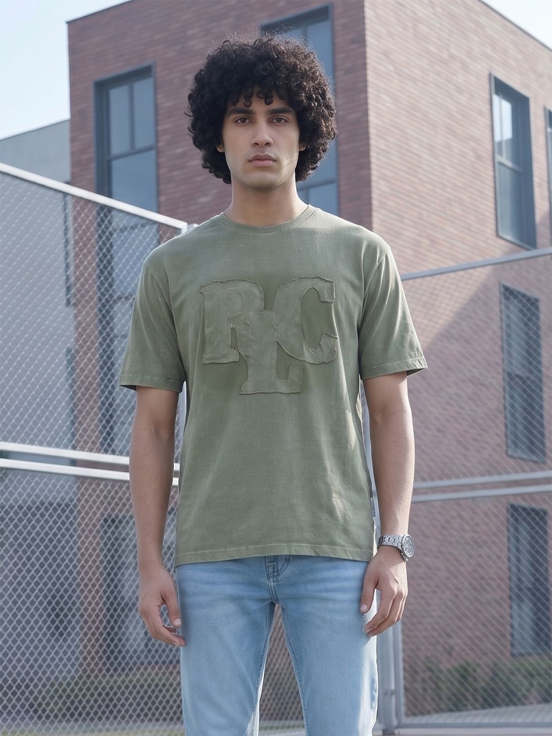 The Roadster Life Co. Applique Drop-Shoulder Sleeves T-shirt