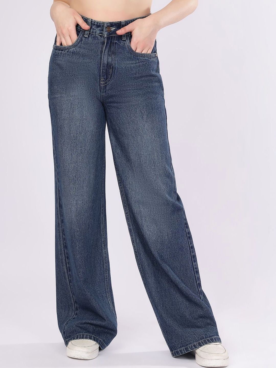 PUELLA Women Straight Fit High-Rise Light Fade Jeans