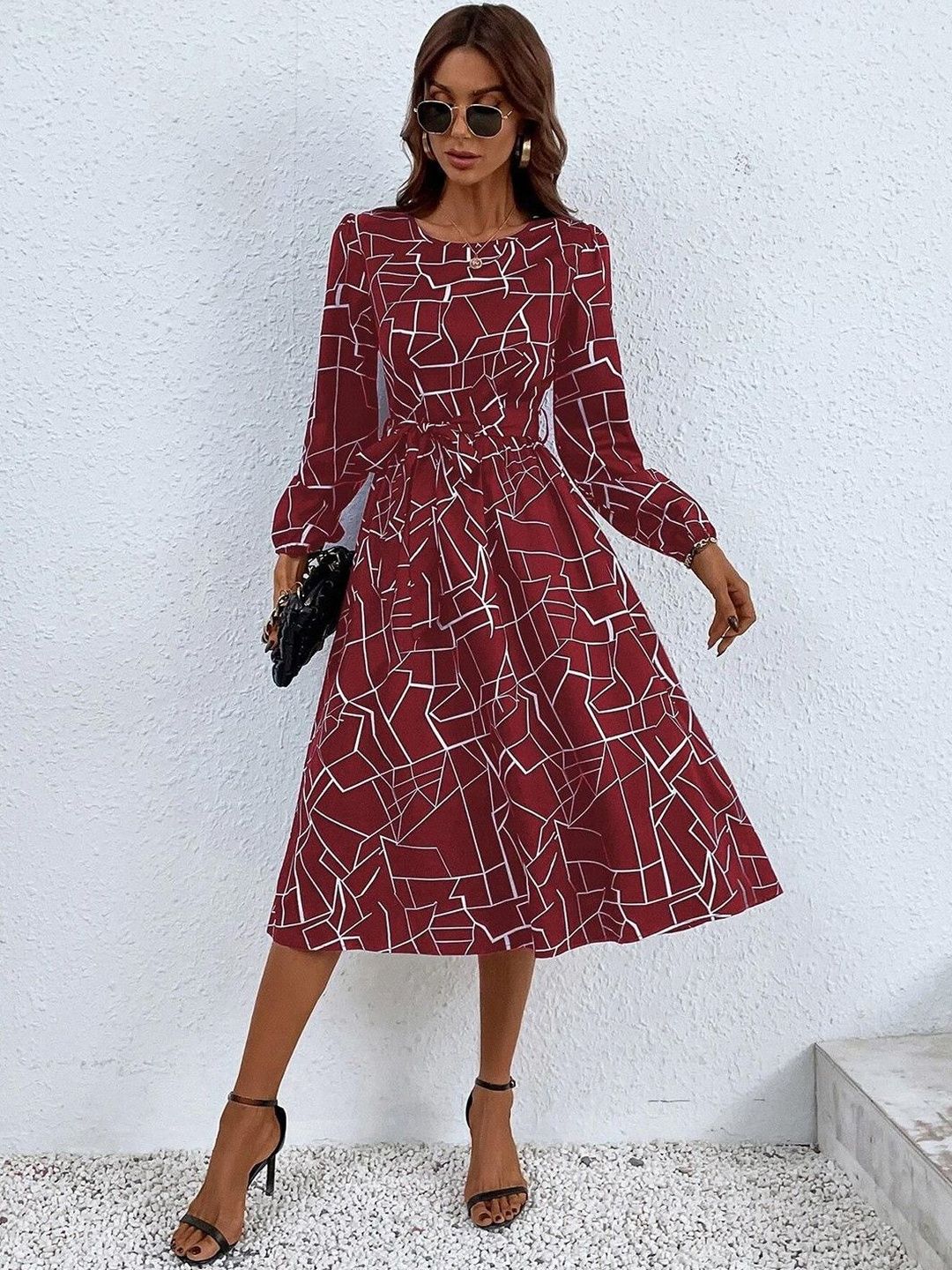 Stylecast X Kotty Print Fit & Flare Midi Dress
