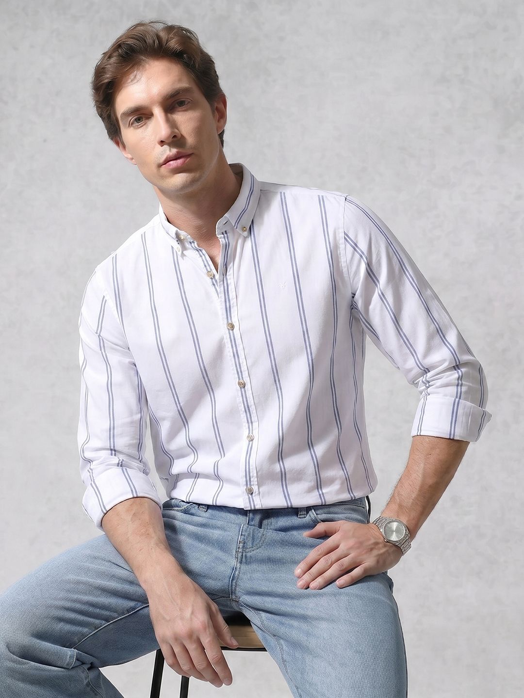 WROGN Striped Pure Cotton Casual Shirt