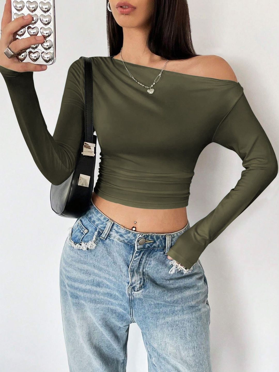 Stylecast X Slyck Stylecast X Slyck One Shoulder Crop Top