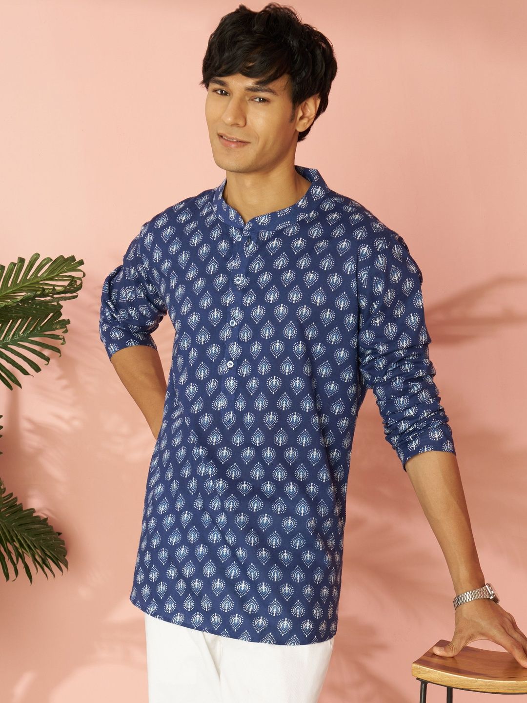 VASTRAMAY Men Ethnic Motifs Printed Indigo Kurta