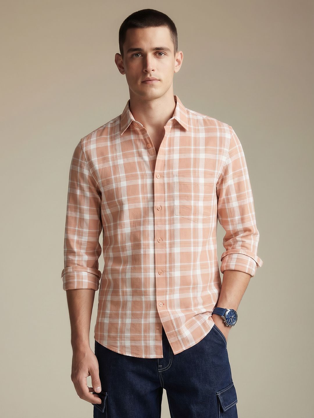 Being Human Checked Pure Cotton Casual Shirt