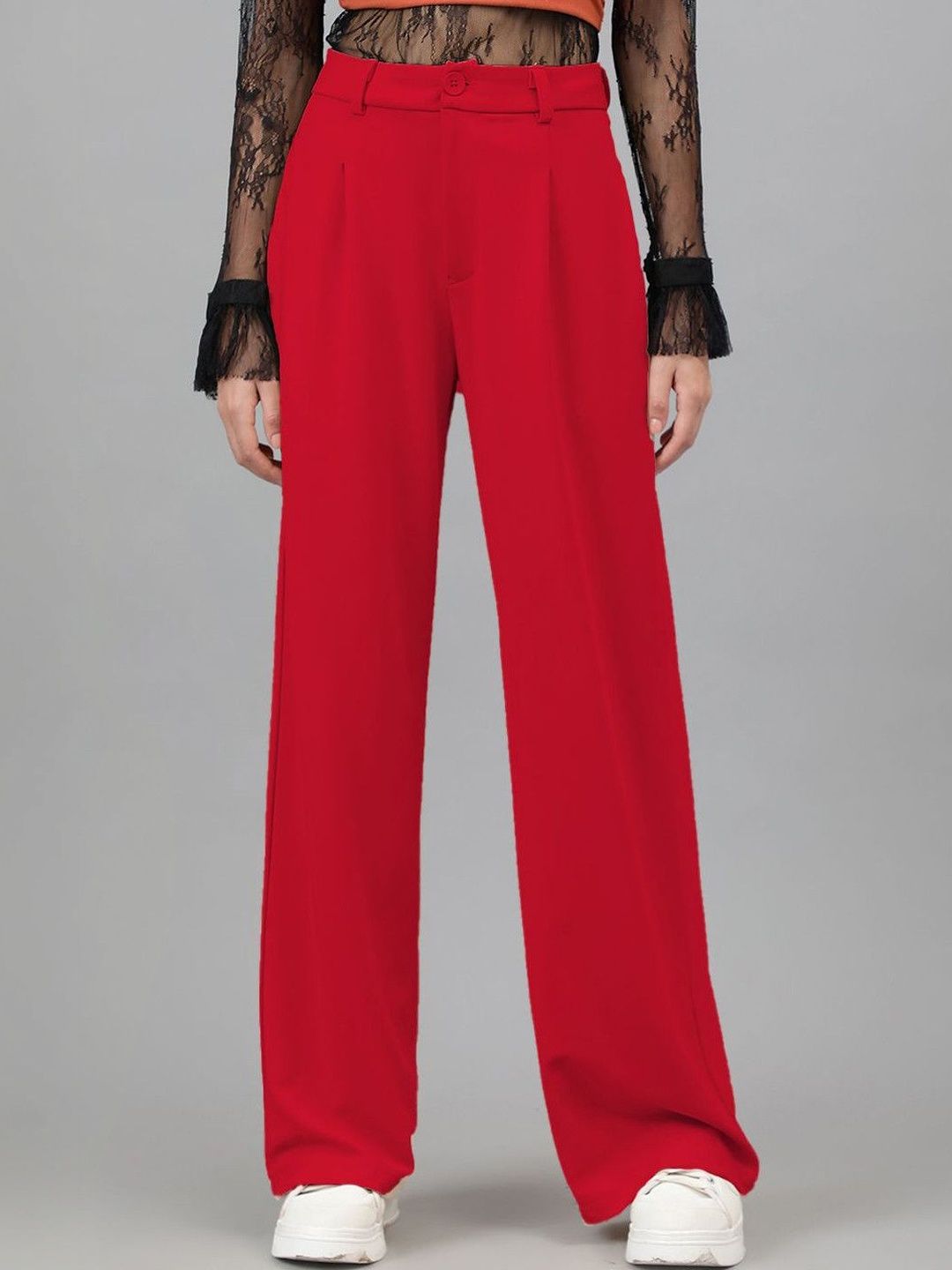 Stylecast X Kotty Women Straight Fit High-Rise Trousers