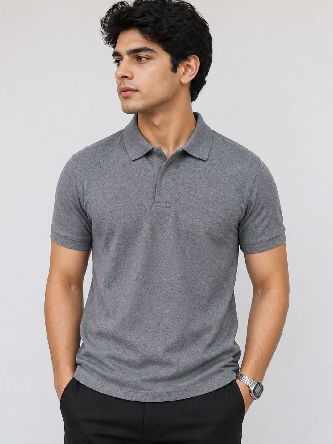 The Roadster Lifestyle Co Pure Cotton Polo Collar Tshirt