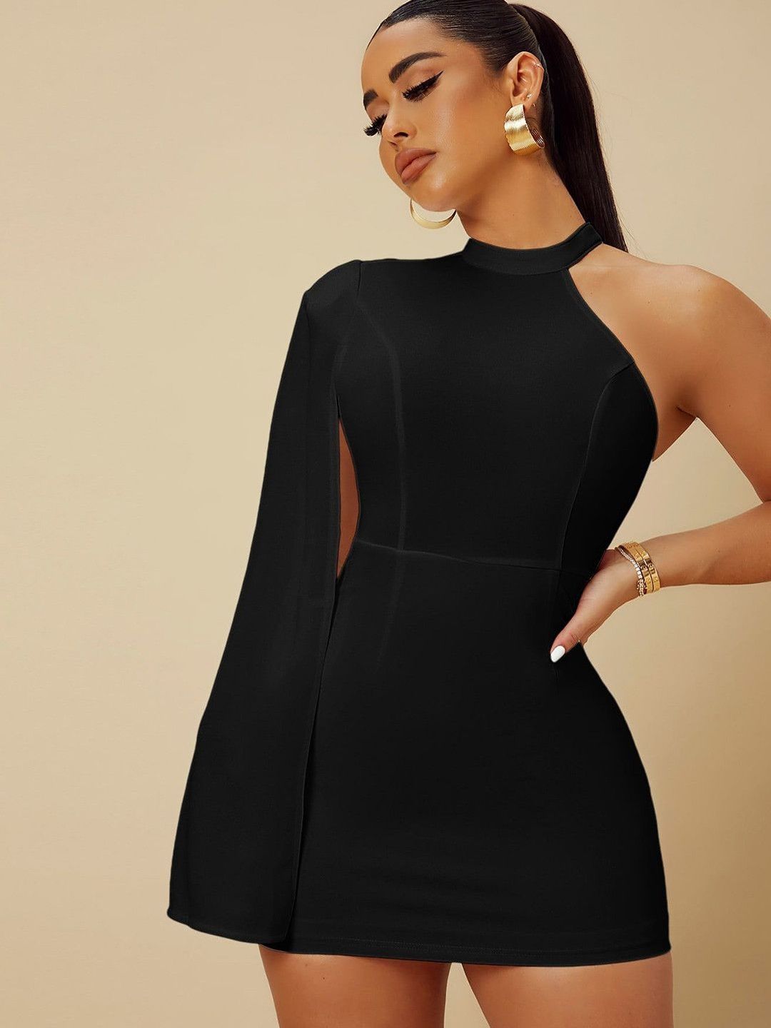 Stylecast X Kotty Cape Sleeve Bodycon Mini Dress