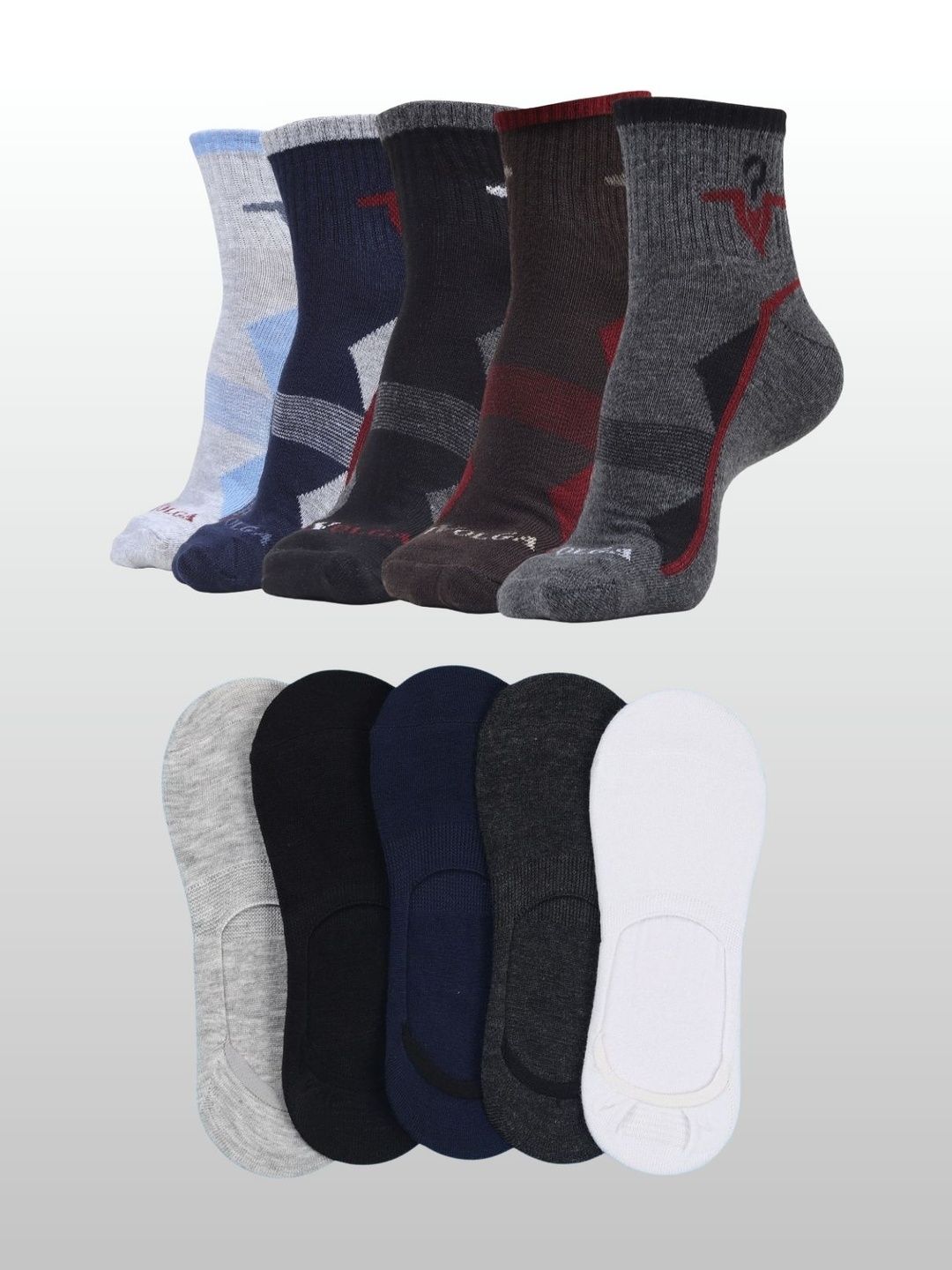 MJE Men Pack of 10 Cotton Blend Assorted Patterned Ankle Length Socks