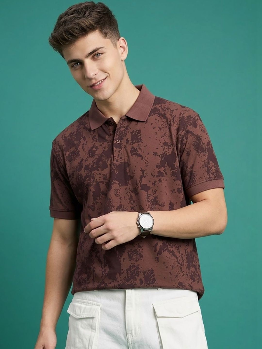SZN Men Printed Polo Collar T-shirt