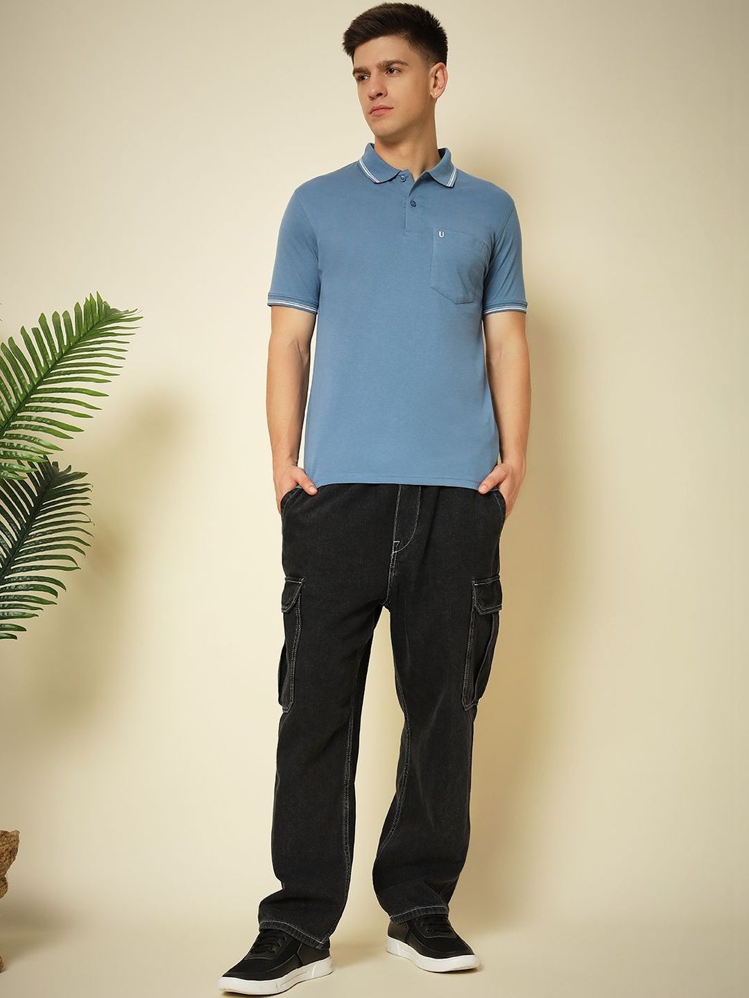 UNIBERRY JEANS Men Polo Collar Pockets T-shirt
