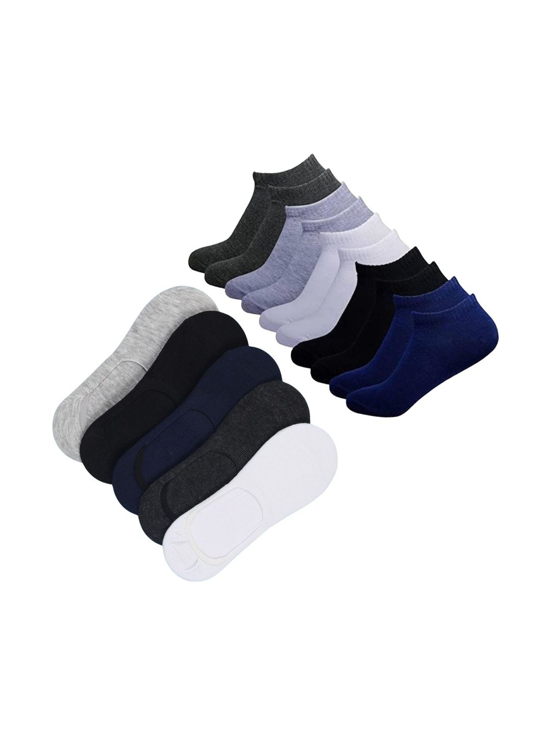 MJE Men Pack of 10 Cotton Blend Assorted Shoe Liners Socks