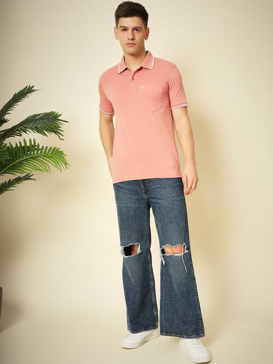 UNIBERRY JEANS Men Polo Collar Pockets T-shirt