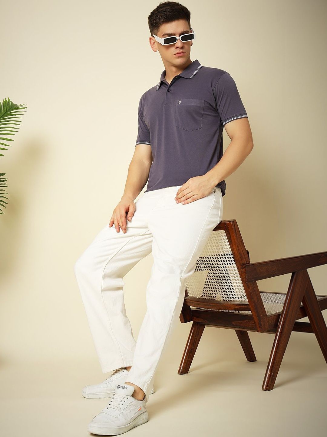 UNIBERRY JEANS Men Polo Collar Pockets T-shirt