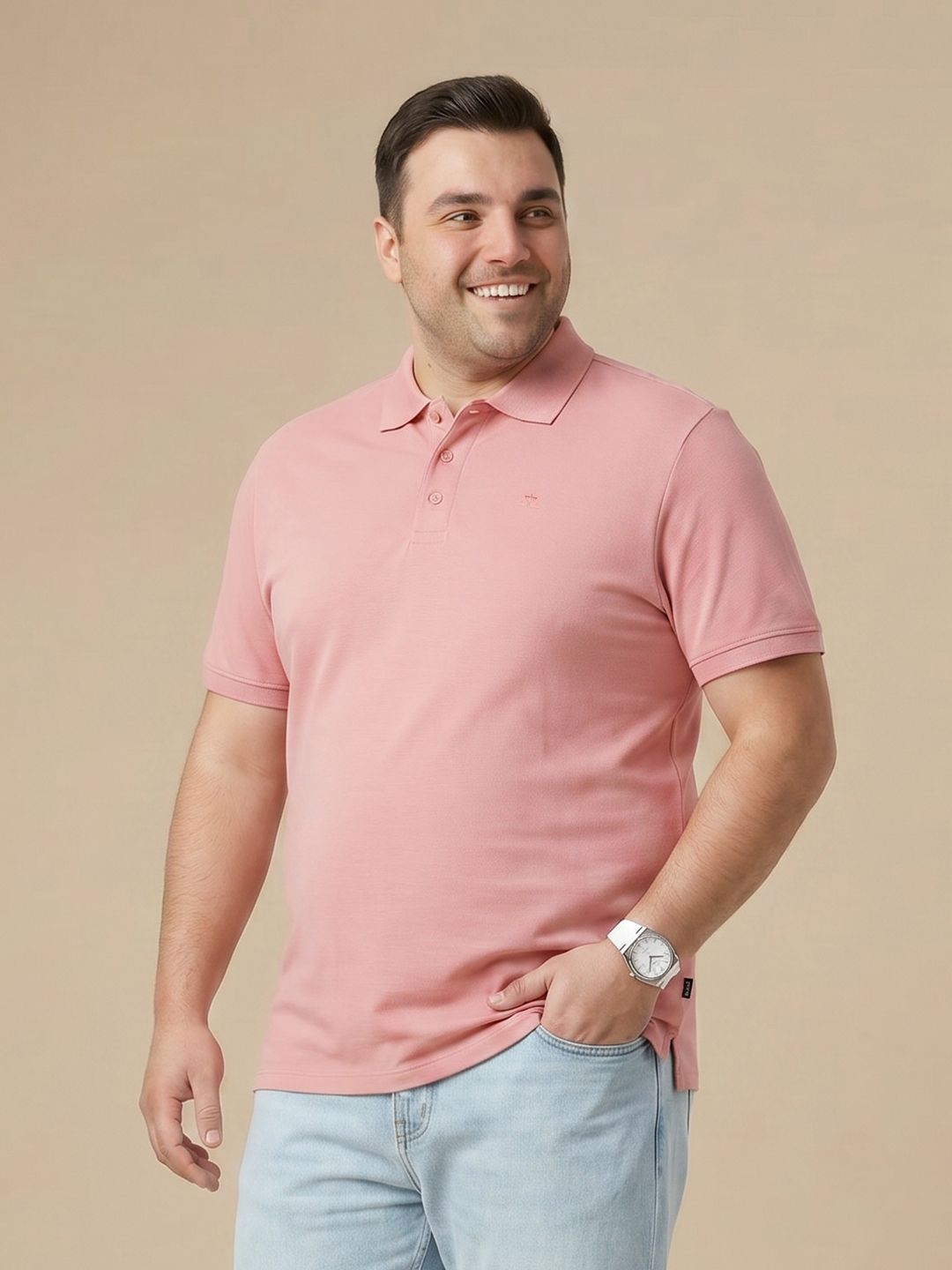 Sztori Plus Size Polo Collar Pure Cotton Tshirt