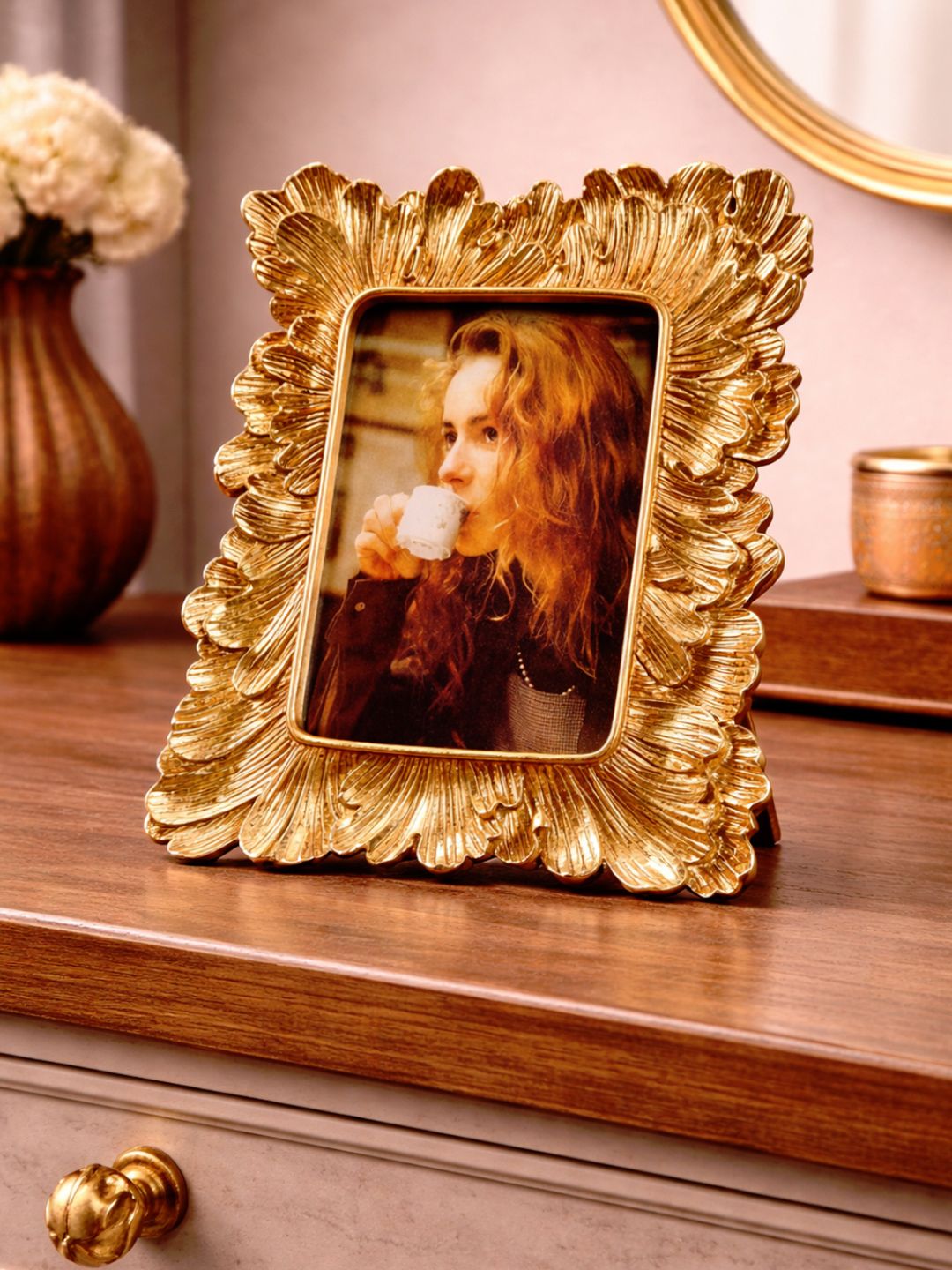 Art Street Art Street Gold Toned Retro Vintage Iris Flower Photo Frame