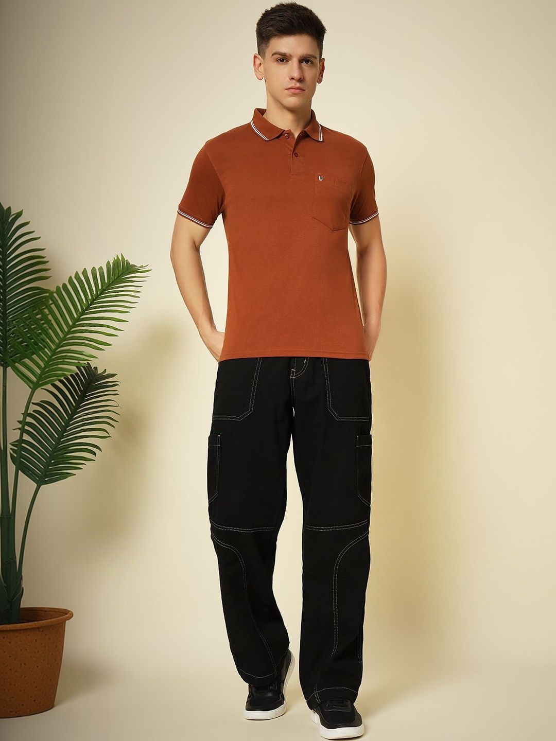 UNIBERRY JEANS Men Polo Collar Pockets T-shirt