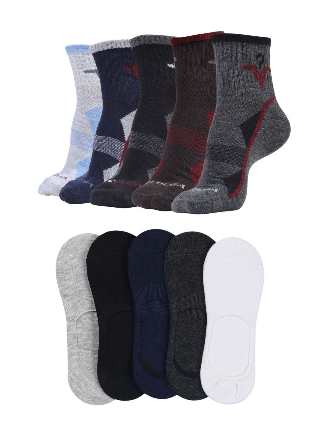 MJE Men Pack of 10 Cotton Blend Assorted Patterned Ankle Length Socks