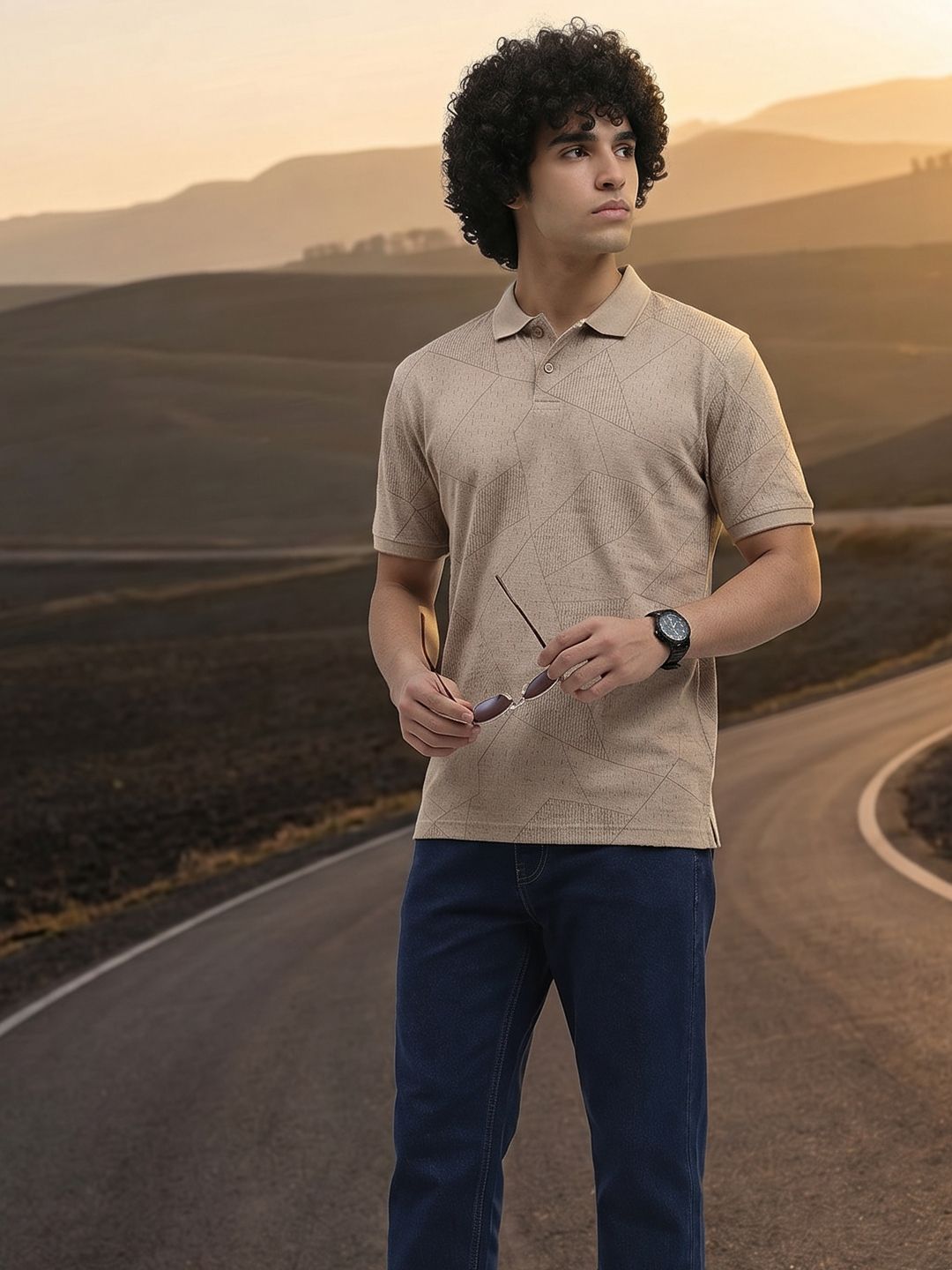 The Roadster Life Co. Self Design Polo Collar T-shirt