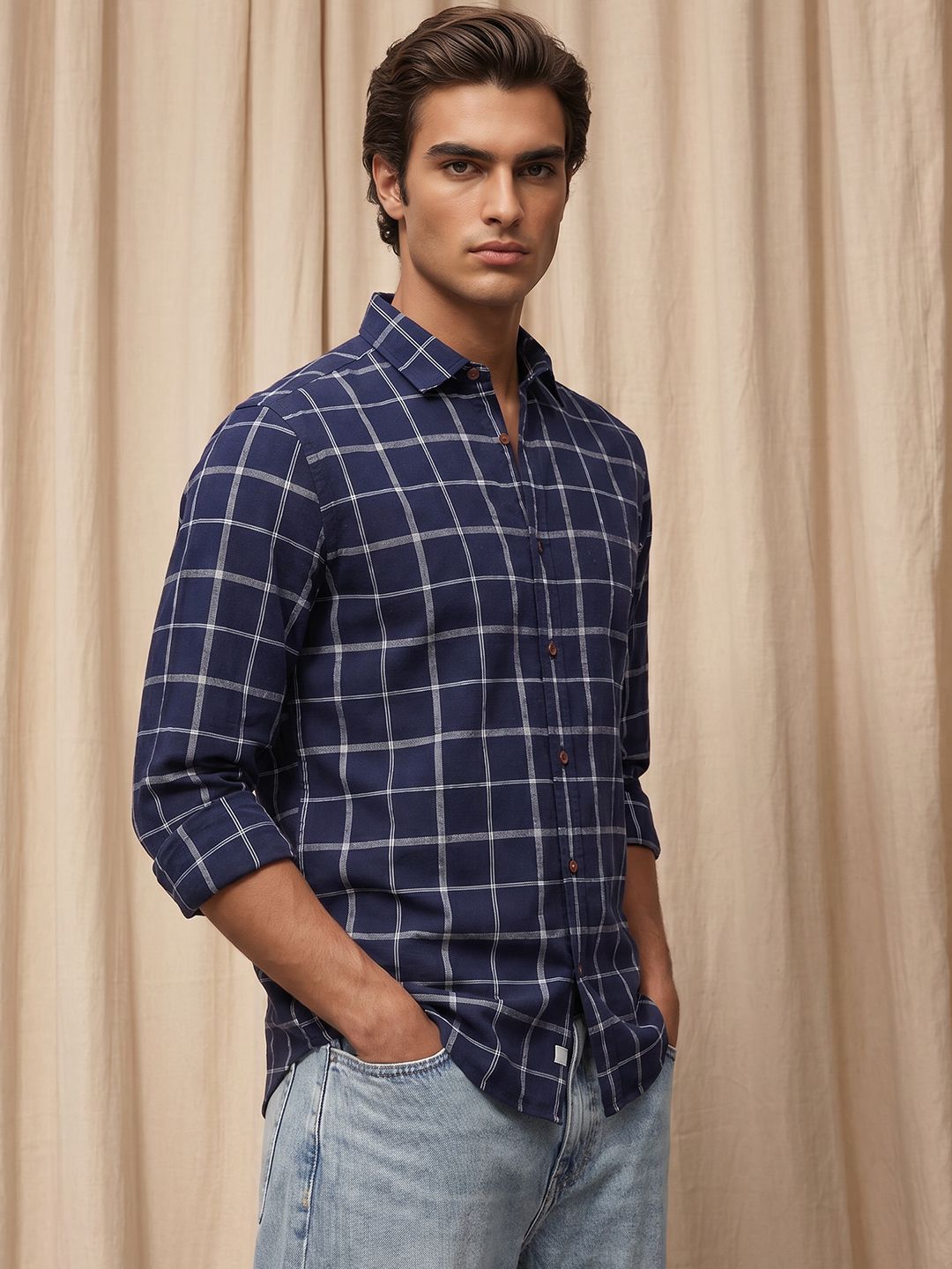 Mr Bowerbird Tailored Fit Checked Casual Shirt