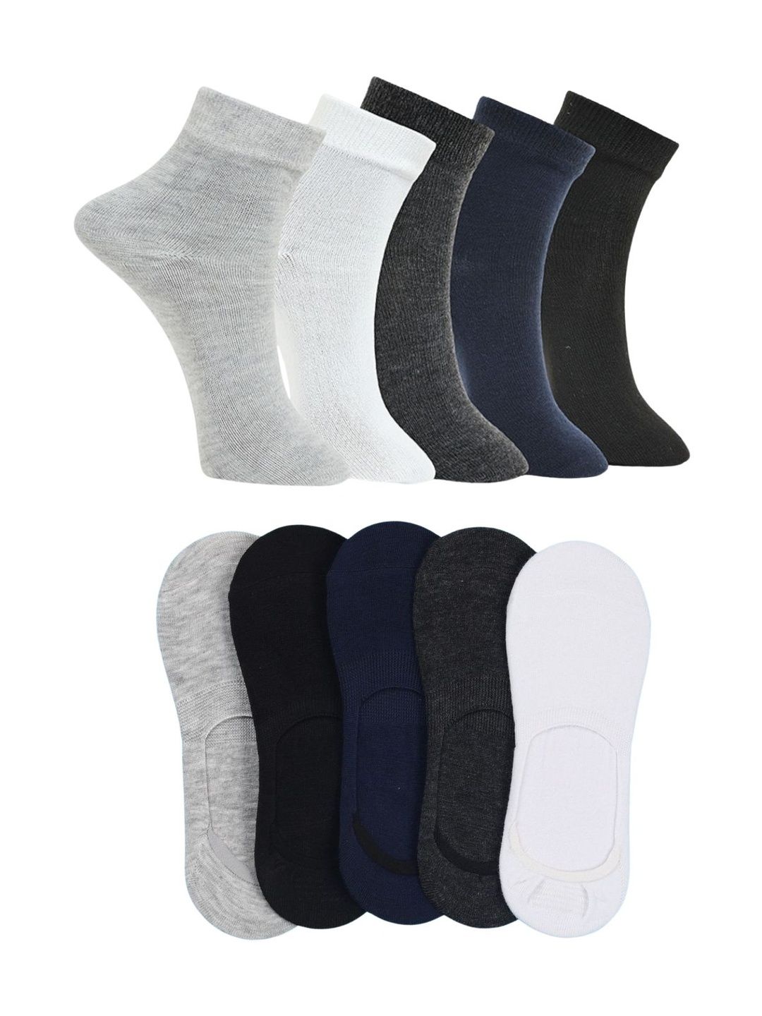 MJE Men Pack of 10 Cotton Blend Assorted Shoe Liners Socks