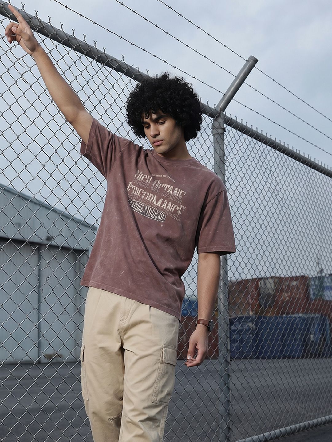 The Roadster Life Co. Typography Printed Relaxed Fit Pure Cotton T-shirt