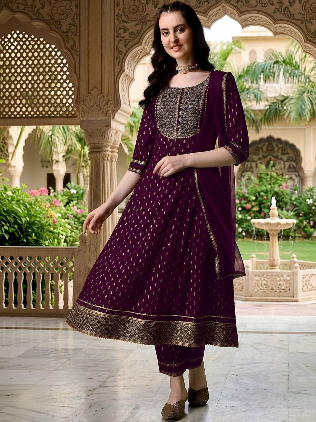 strapless open back dress Shehnaaz Kaur Gill in Purple Anarkali – Almaari By Pooja Patel main image 1