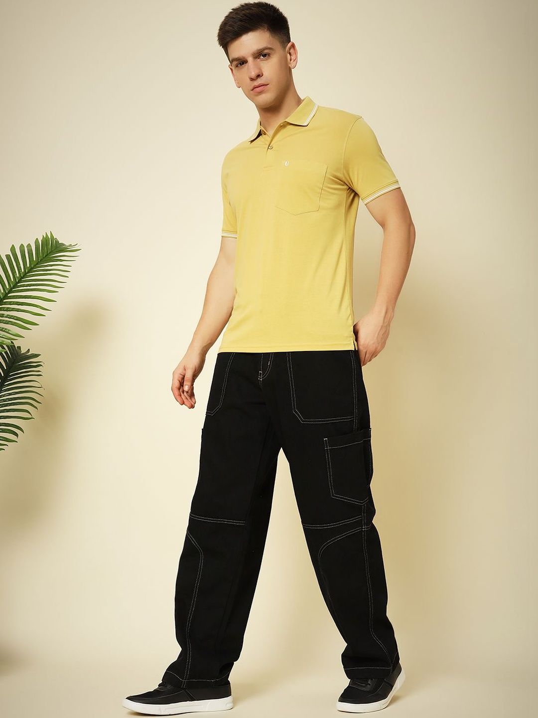 UNIBERRY JEANS Men Polo Collar Pockets T-shirt