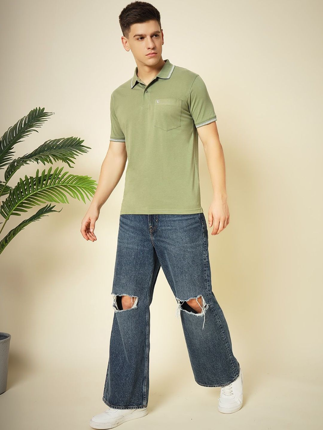 UNIBERRY JEANS Men Polo Collar Pockets T-shirt