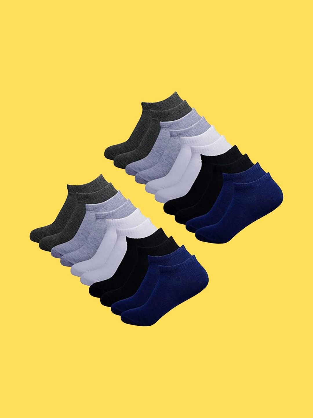 MJE Men Pack of 10 Cotton Blend Assorted Shoe Liners Socks