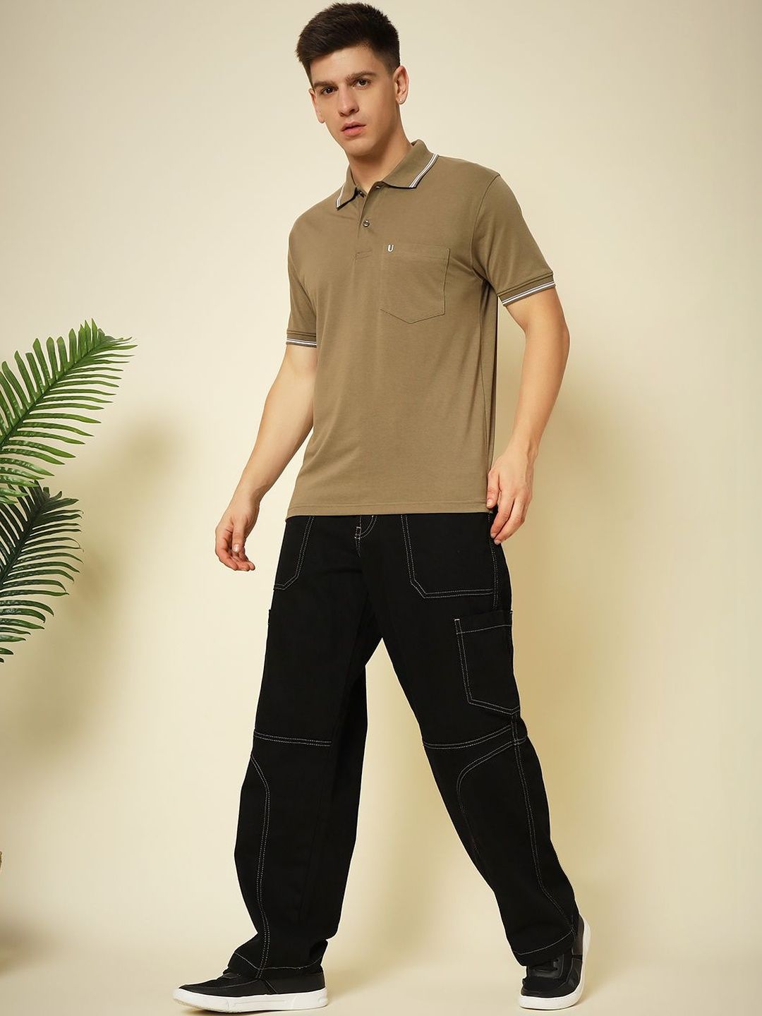 UNIBERRY JEANS Men Polo Collar Pockets T-shirt