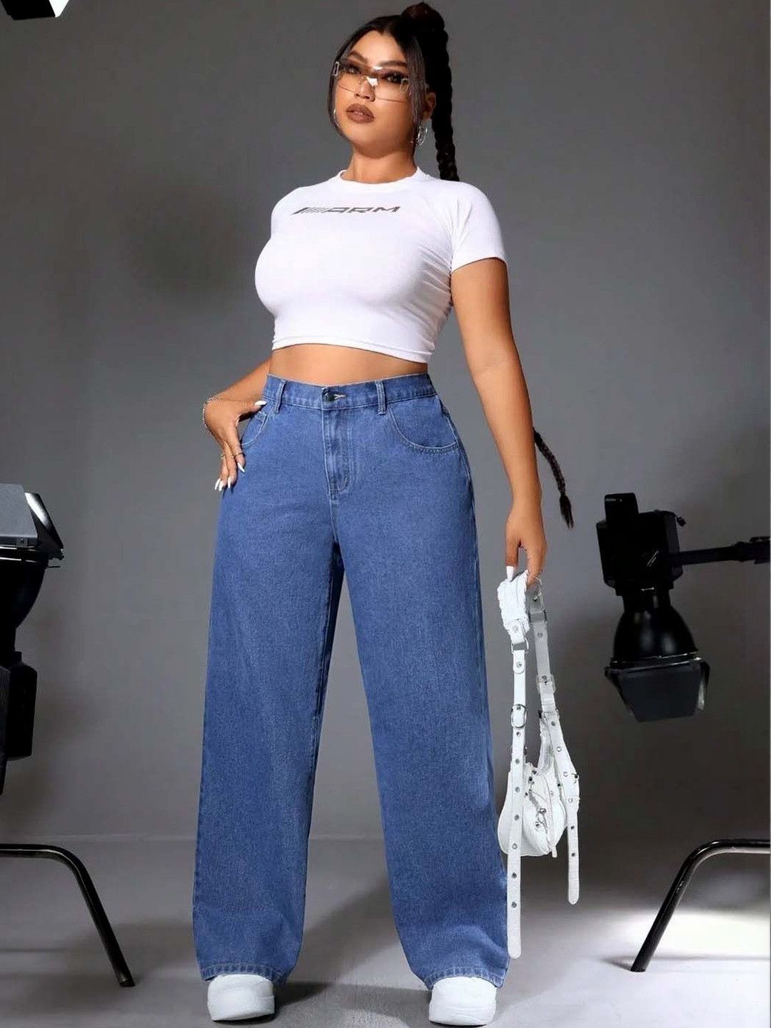 Stylecast X Kotty Women Wide Leg High-Rise Jeans