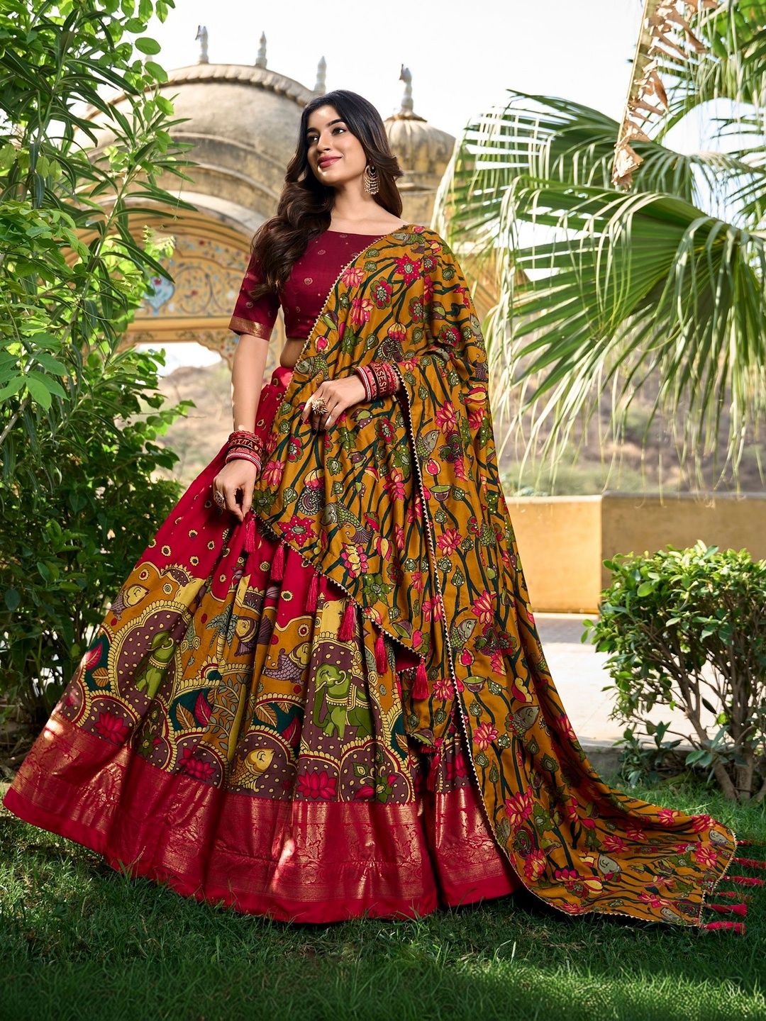 House of Pataudi Printed Flared Lehenga Choli