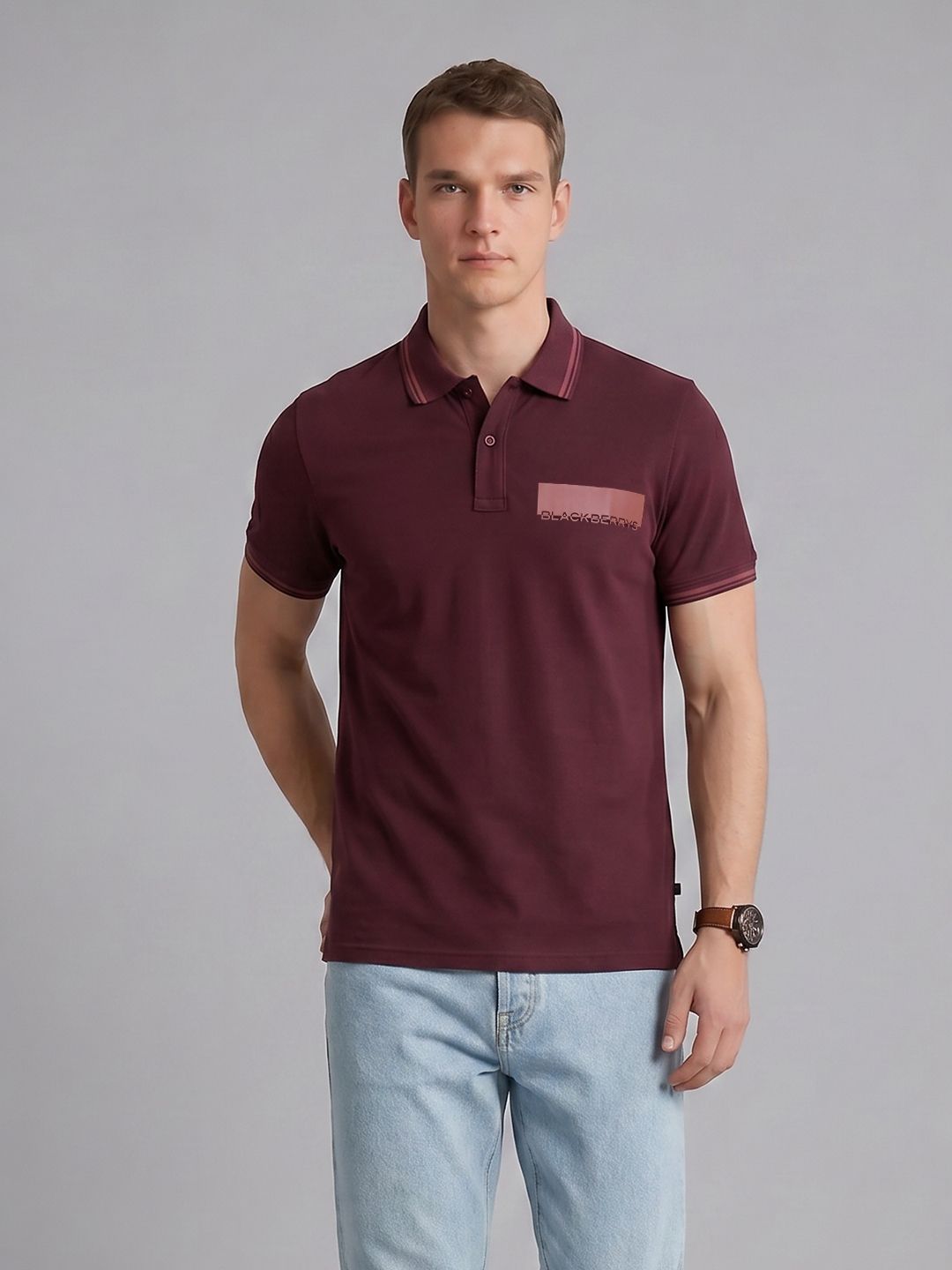 Blackberrys Brand Logo Polo Collar T-Shirt