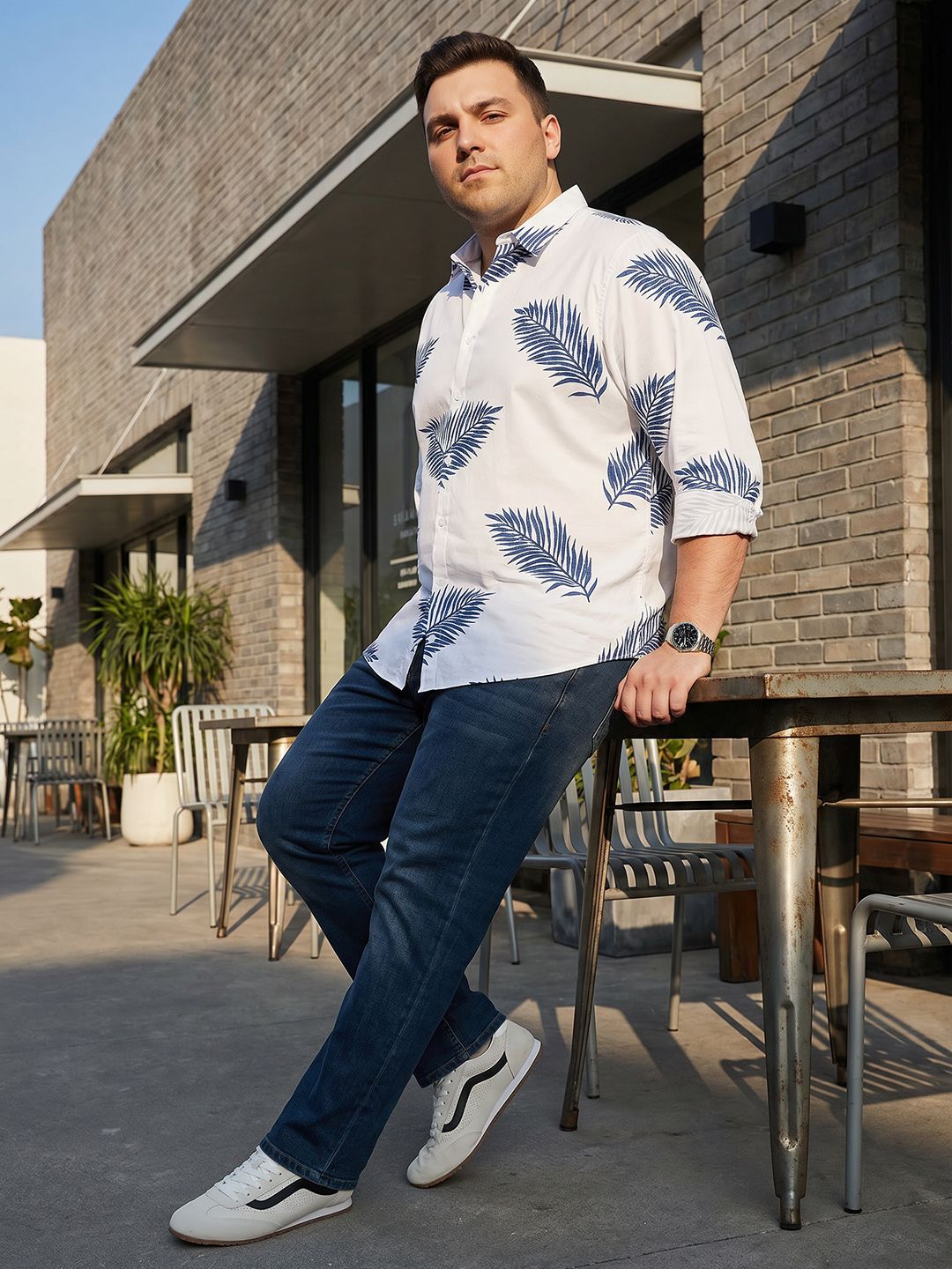 Sztori Plus Size Tropical Printed Pure Cotton Casual Shirt