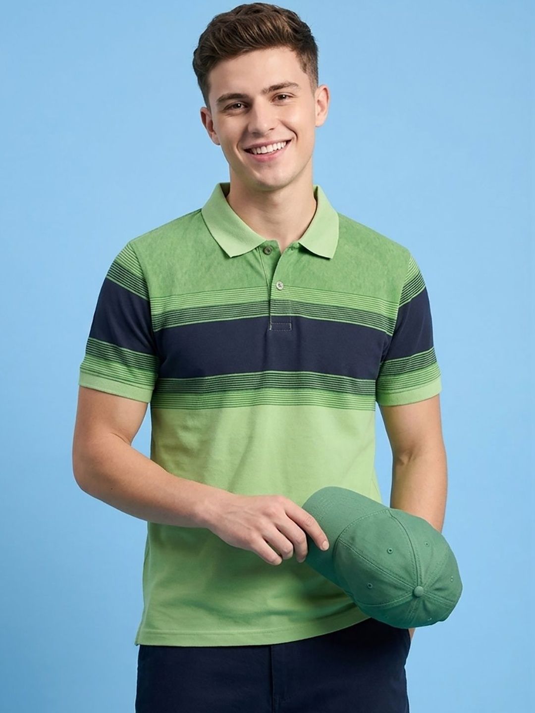 Mast & Harbour Men Striped Polo Collar T-shirt
