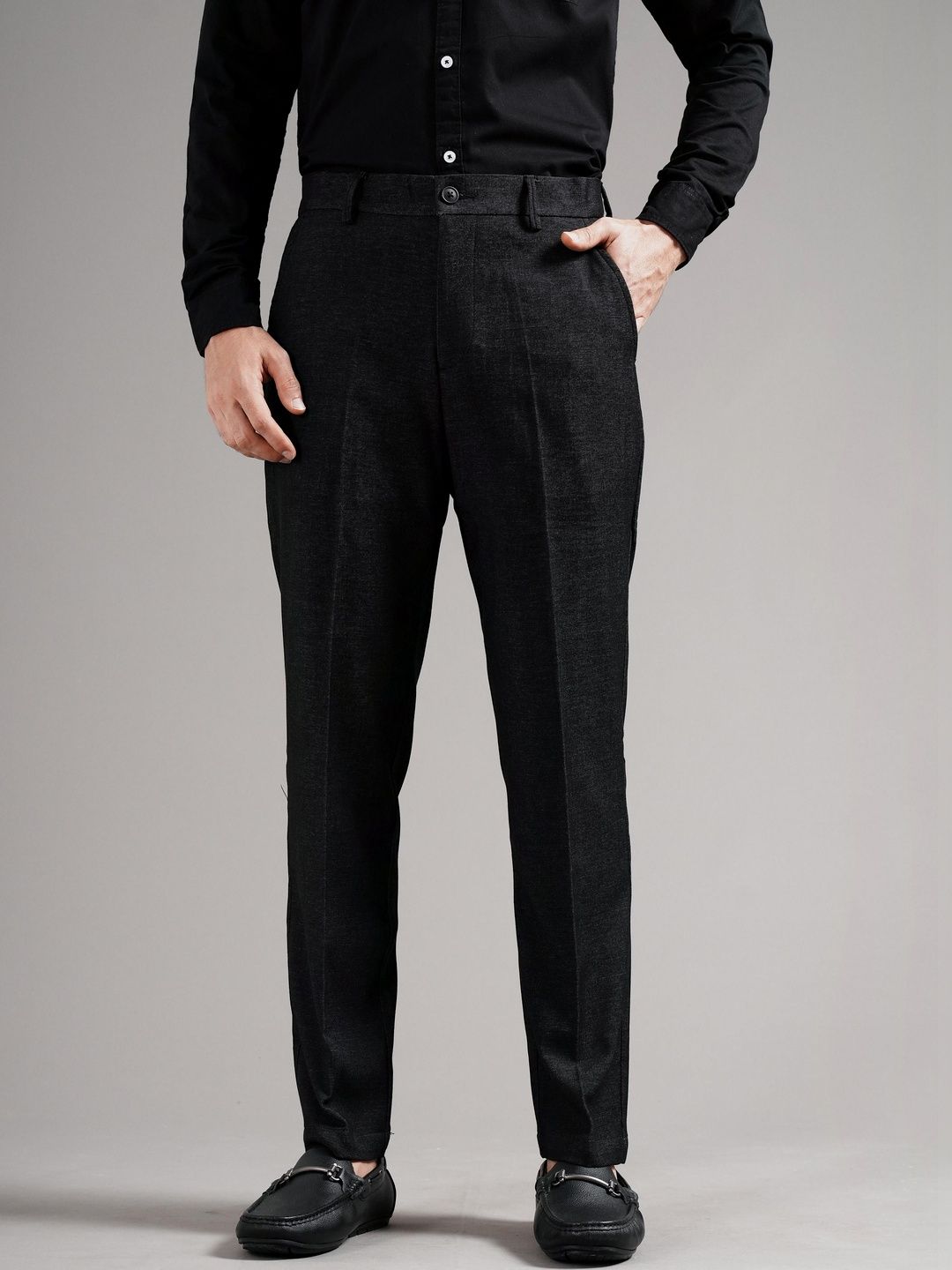 British Club Men Tailored Straight Fit Low-Rise Pleated Trousers