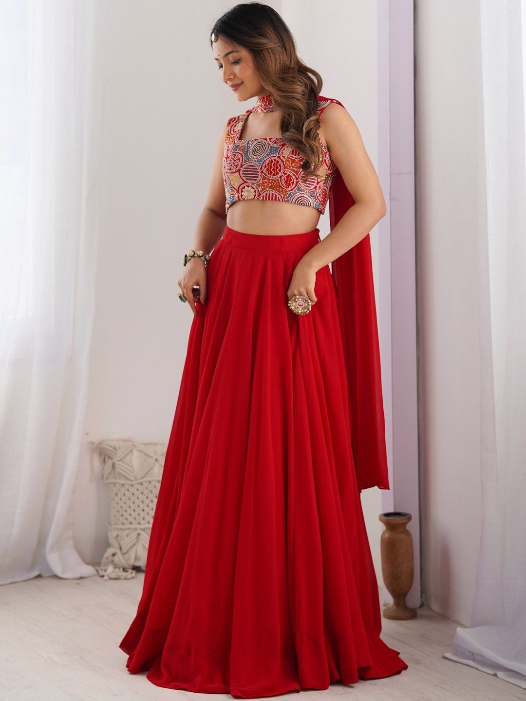 ADAARA COUTURE Embroidered Thread Work Ready to Wear Lehenga & Blouse With Dupatta