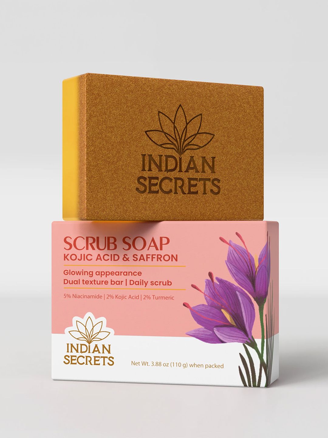 Indian Secrets Scrub Soap With Kojic Acid & Saffron - 110 g