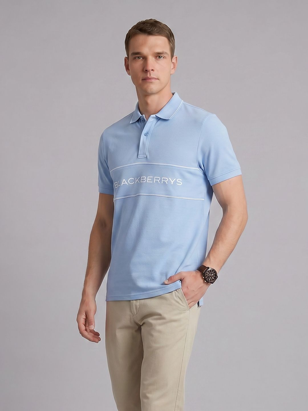 Blackberrys Brand Logo Printed Polo Collar T-Shirt