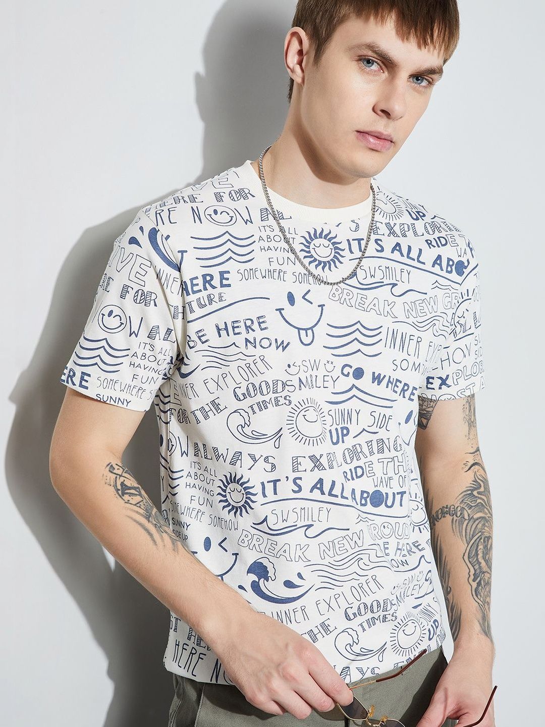 SmileyWorld Men Typography Printed T-shirt