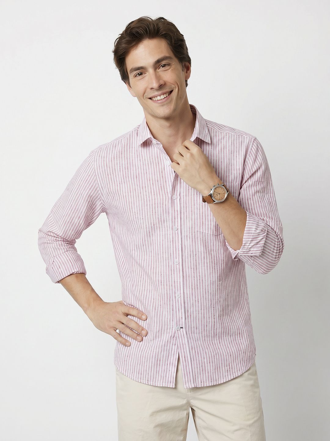 Mast & Harbour Soft Touch Slub Stripe Shirt