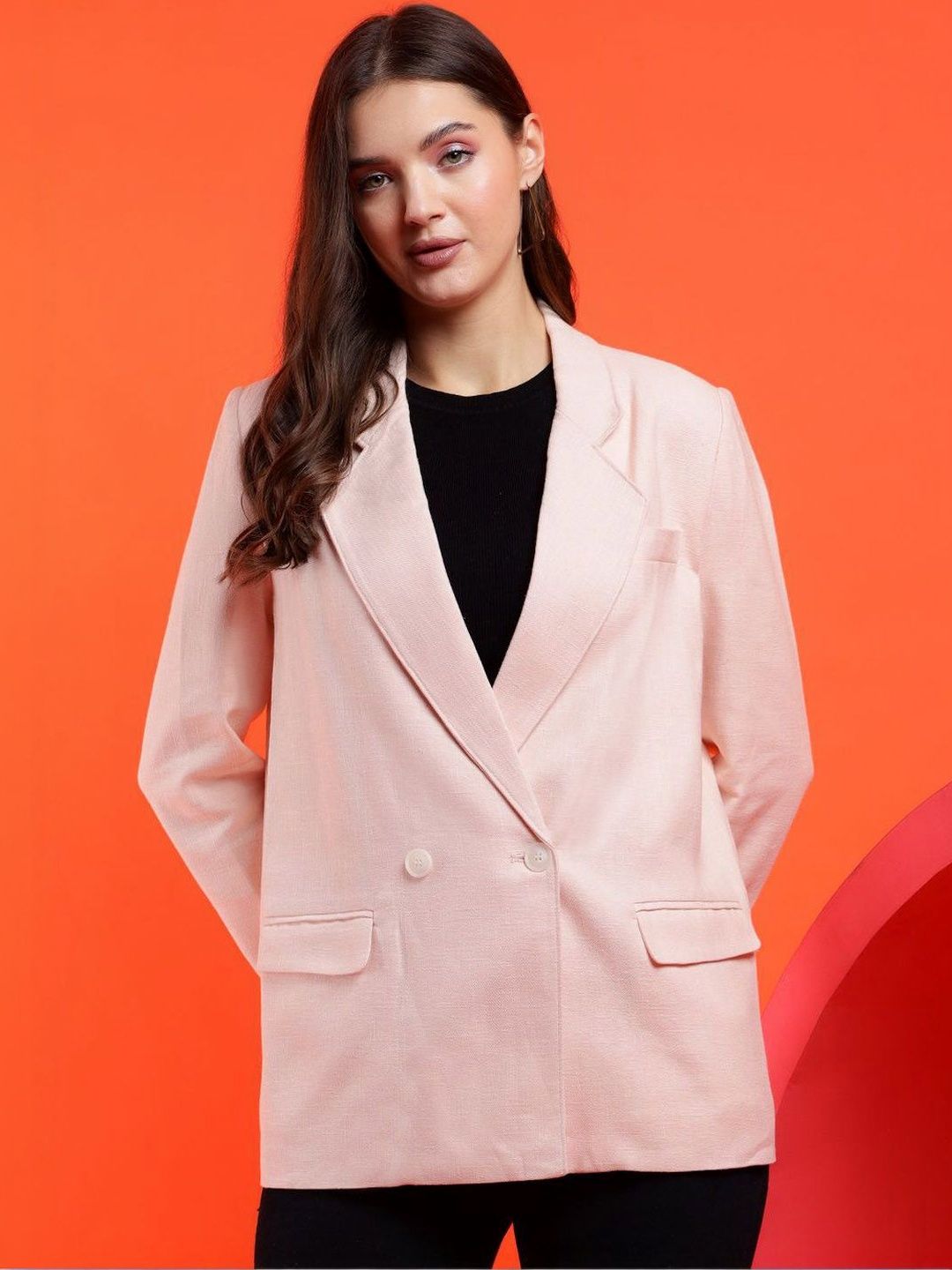 Stylecast X Kotty Notched Lapel Double-Breasted Blazers