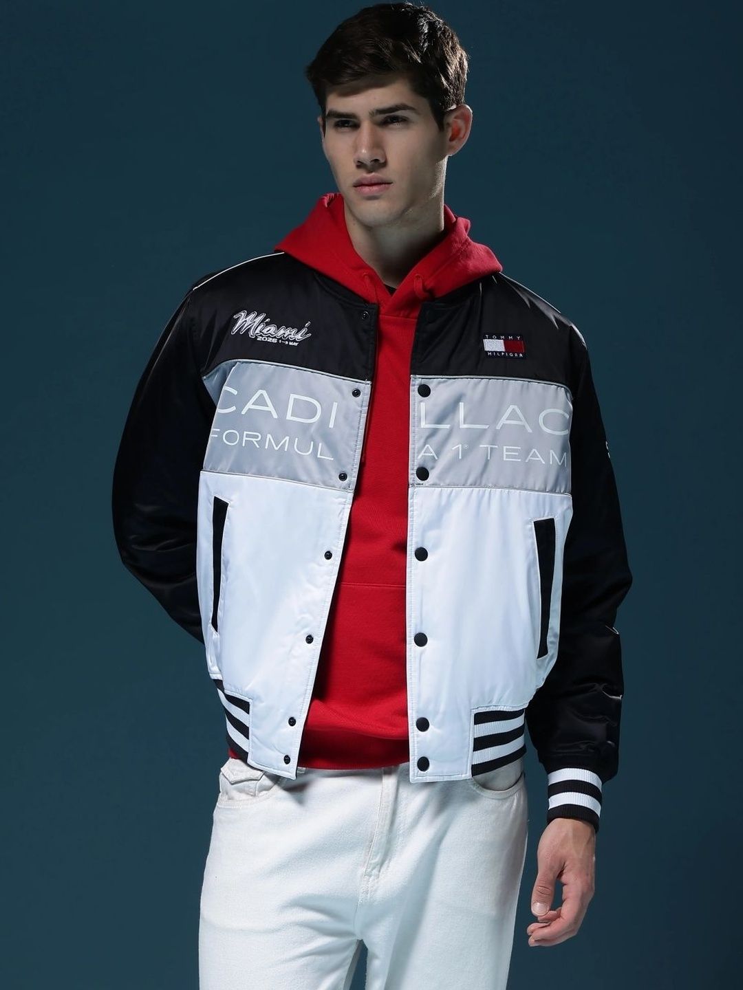 Tommy Hilfiger Men Typography Colourblocked Varsity Jacket