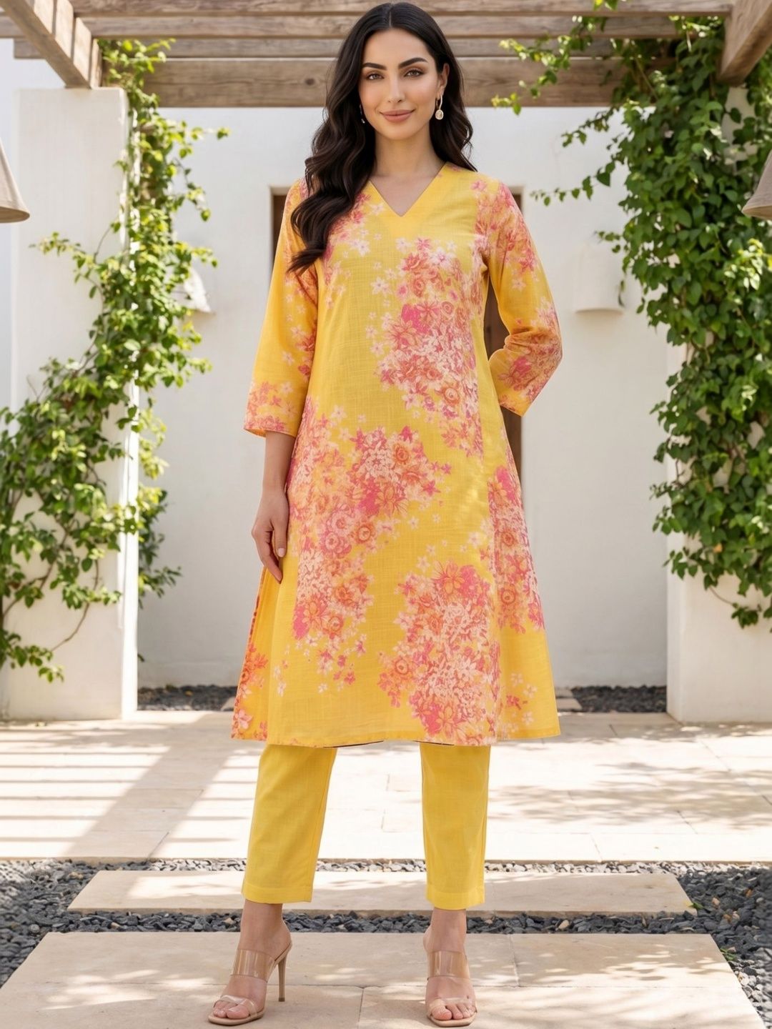Women Printed Kurta with Trousers W Women Floral Printed Regular Pure Cotton Kurta with Trousers