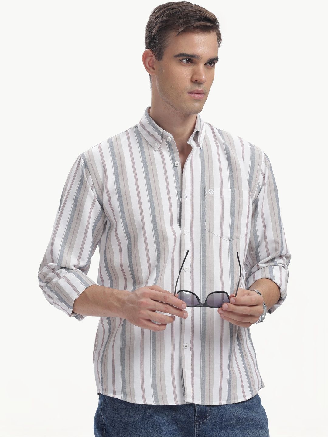 BLUE SQUAD Men Regular Fit Striped Casual Shirt