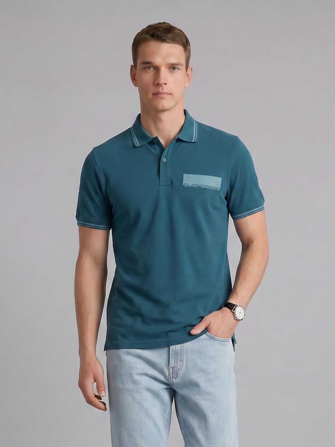 Blackberrys Brand Logo Polo Collar T-Shirt