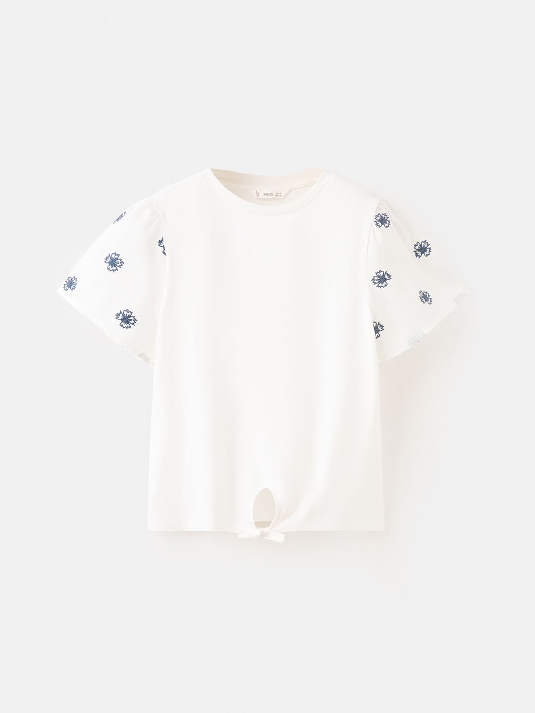 Mango Kids Girls Pure Cotton Floral Embroidered Tie-Ups Top