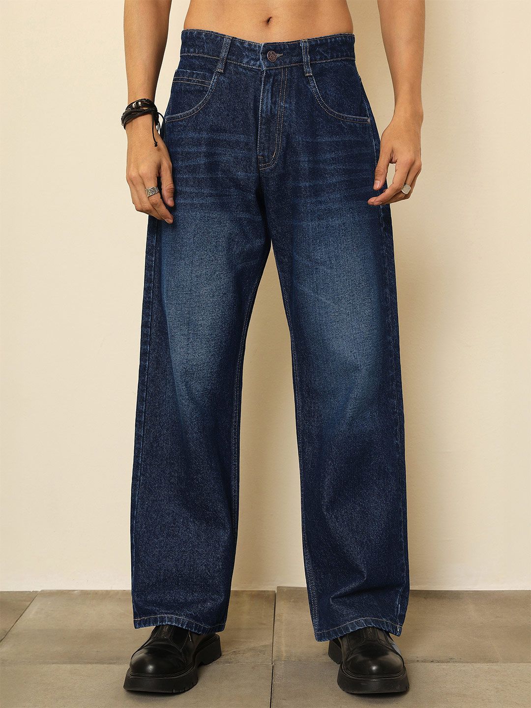 MASCLN SASSAFRAS Men Regular Fit Mid-Rise Light Fade Bleached Jeans