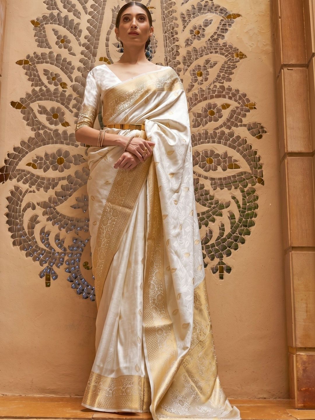 KESWI FAB Woven Design Zari Silk Cotton Heavy Work Kasavu Saree