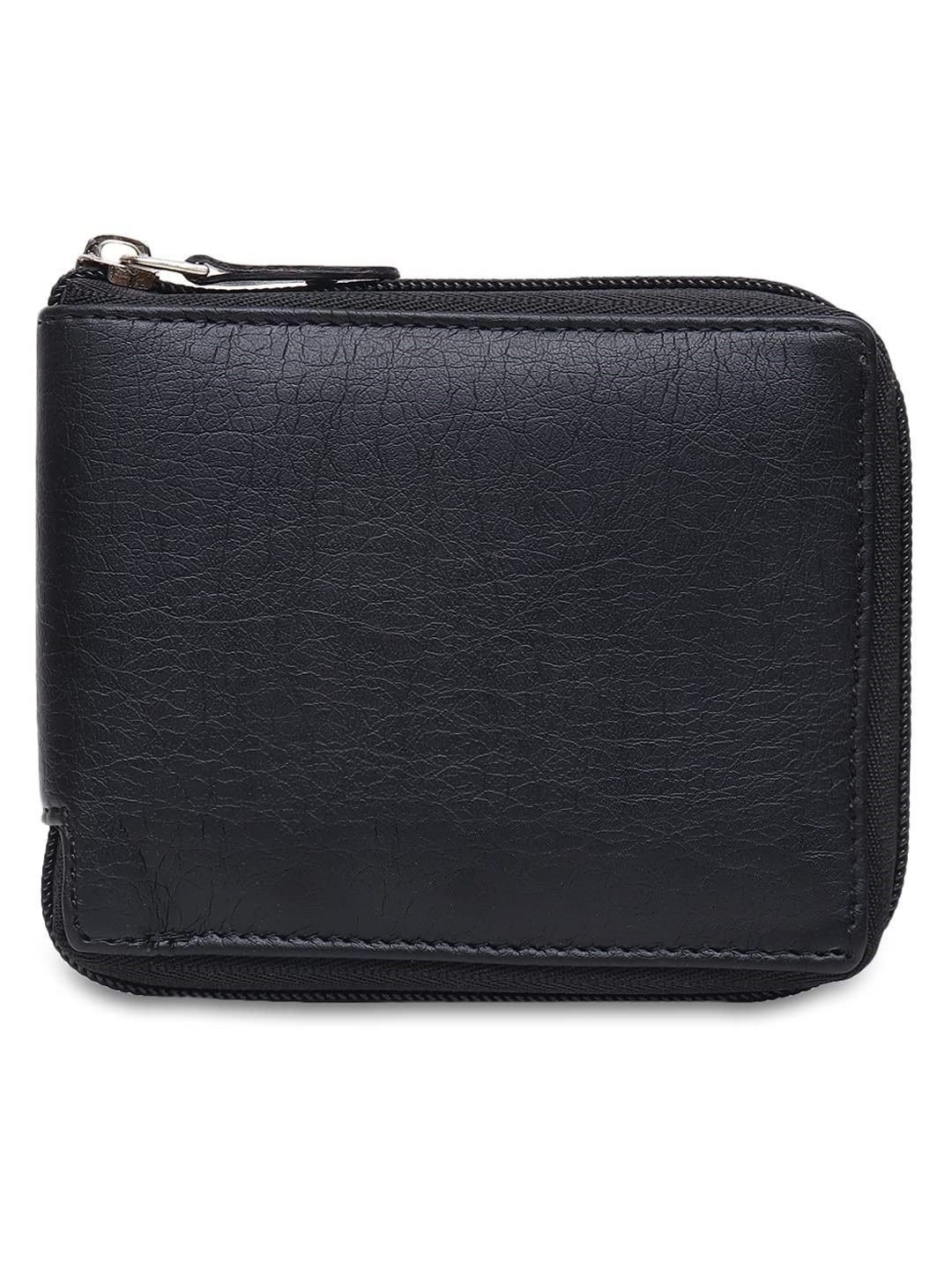 LAER Men Textured PU Zip Around Wallet